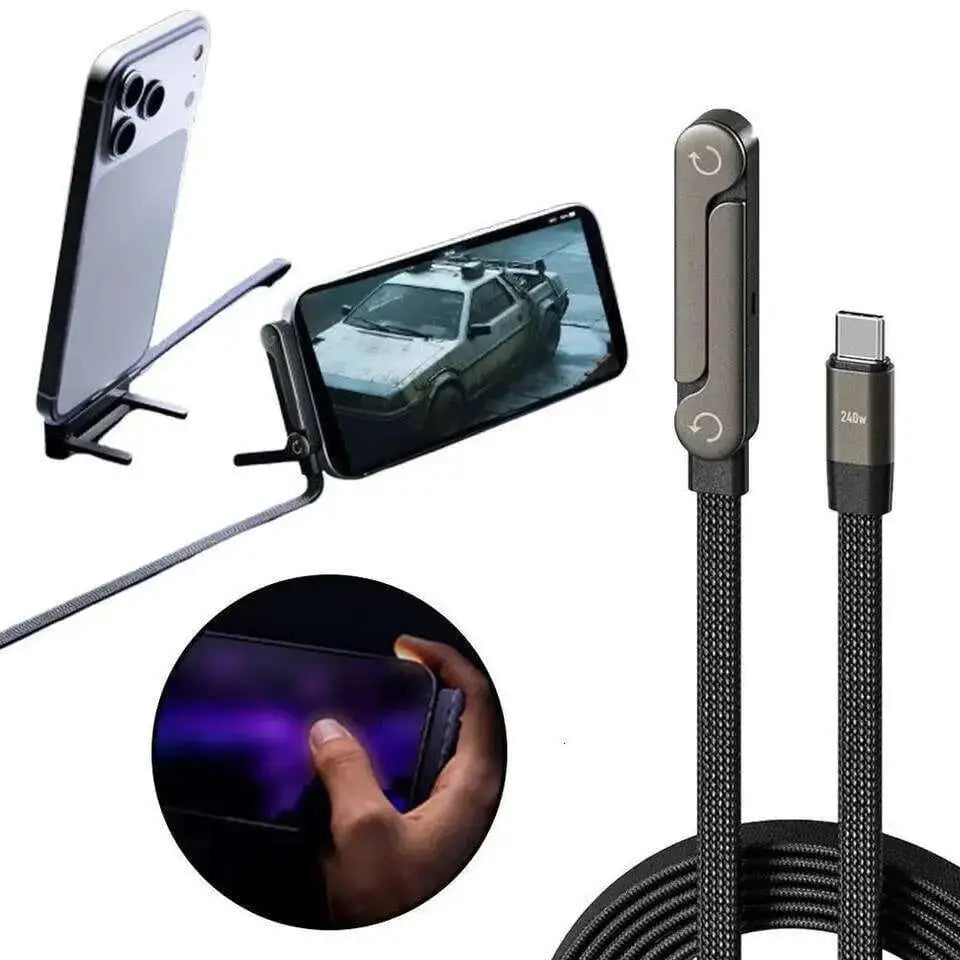 Cable 3 in 1 240W C to C Stand Cable Fast Charging Cable